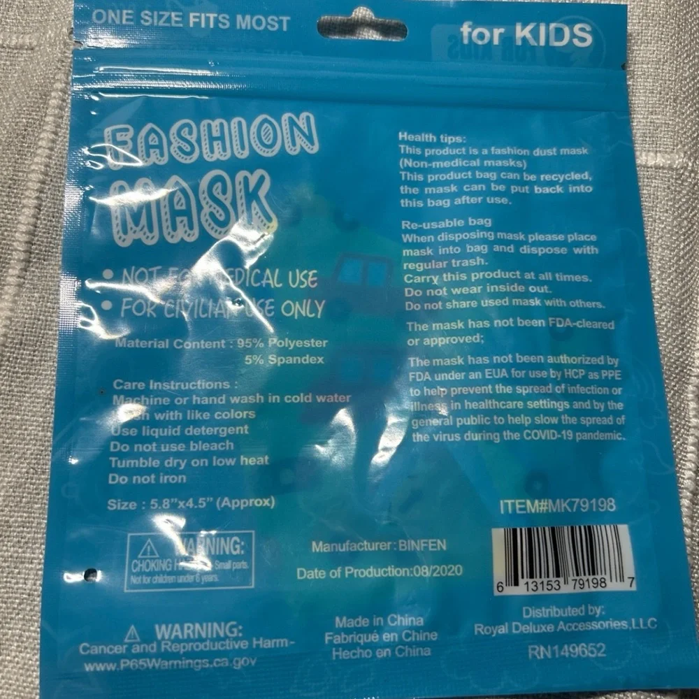 Fashion Kids Face Mask Reusable & Washable